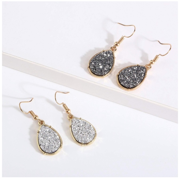 🔴 $8 CLEARANCE Druzy Stone Drop Dangle Earrings - Picture 5 of 6